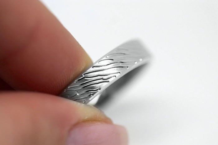 5mm 925 Silver Flat Brushed Wedding Band for Men and Women with lines | T-0008