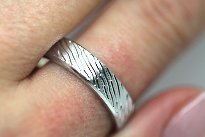 5mm 925 Silver Flat Brushed Wedding Band for Men and Women with lines | T-0008