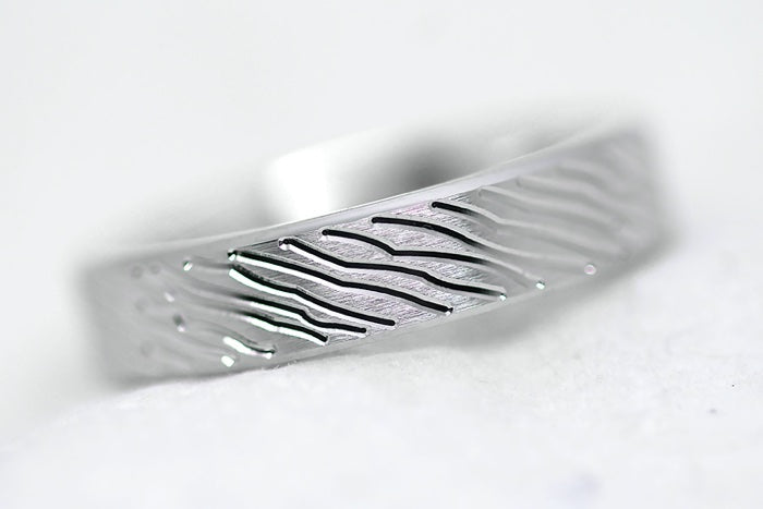 5mm 925 Silver Flat Brushed Wedding Band for Men and Women with lines | T-0008