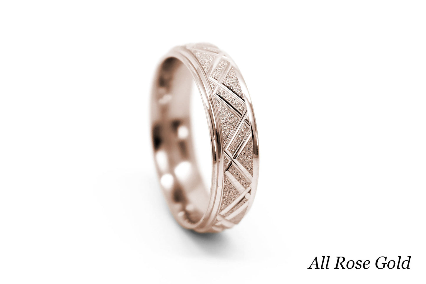 6mm Gold Geometric Star Dust Wedding Band for Men and Women | 0011