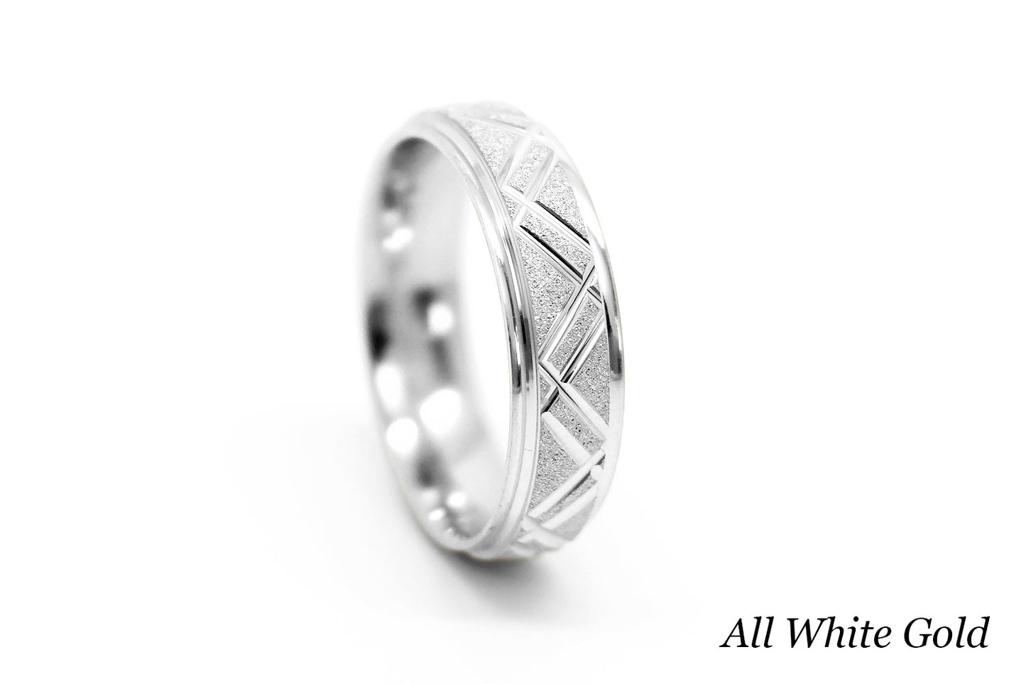 6mm Gold Geometric Star Dust Wedding Band for Men and Women | 0011