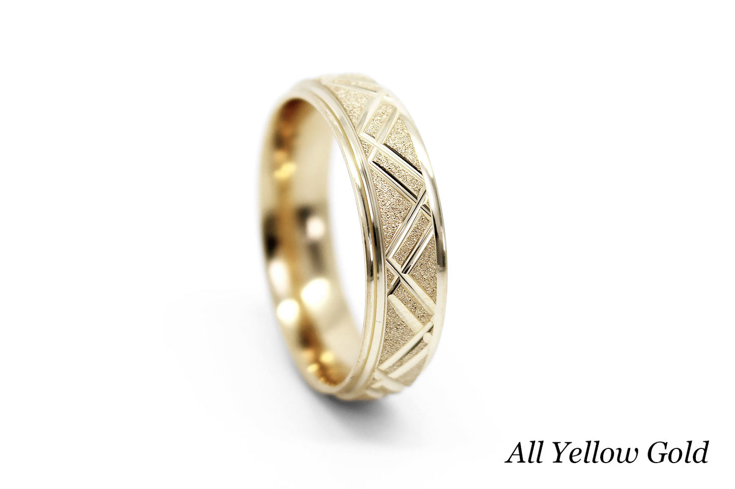 6mm Gold Geometric Star Dust Wedding Band for Men and Women | 0011