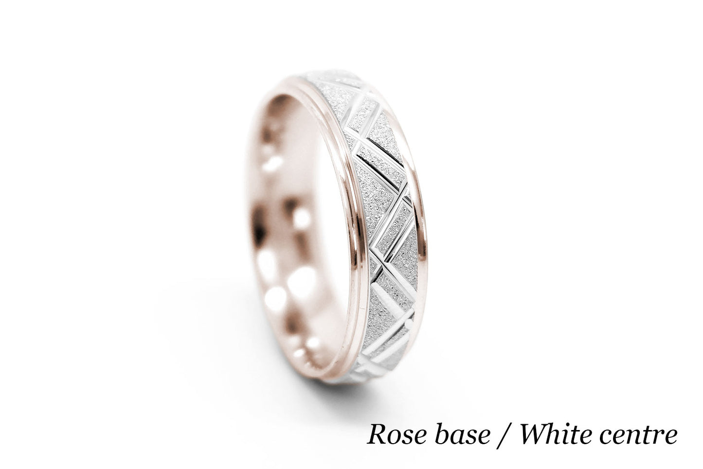6mm Gold Geometric Star Dust Wedding Band for Men and Women | 0011