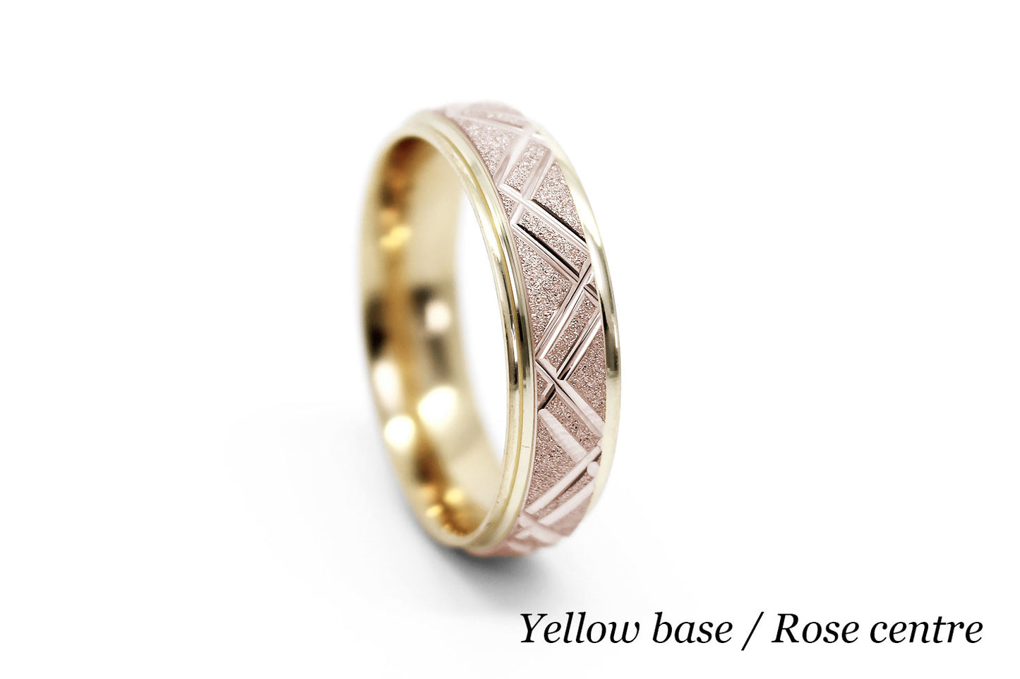 6mm Gold Geometric Star Dust Wedding Band for Men and Women | 0011
