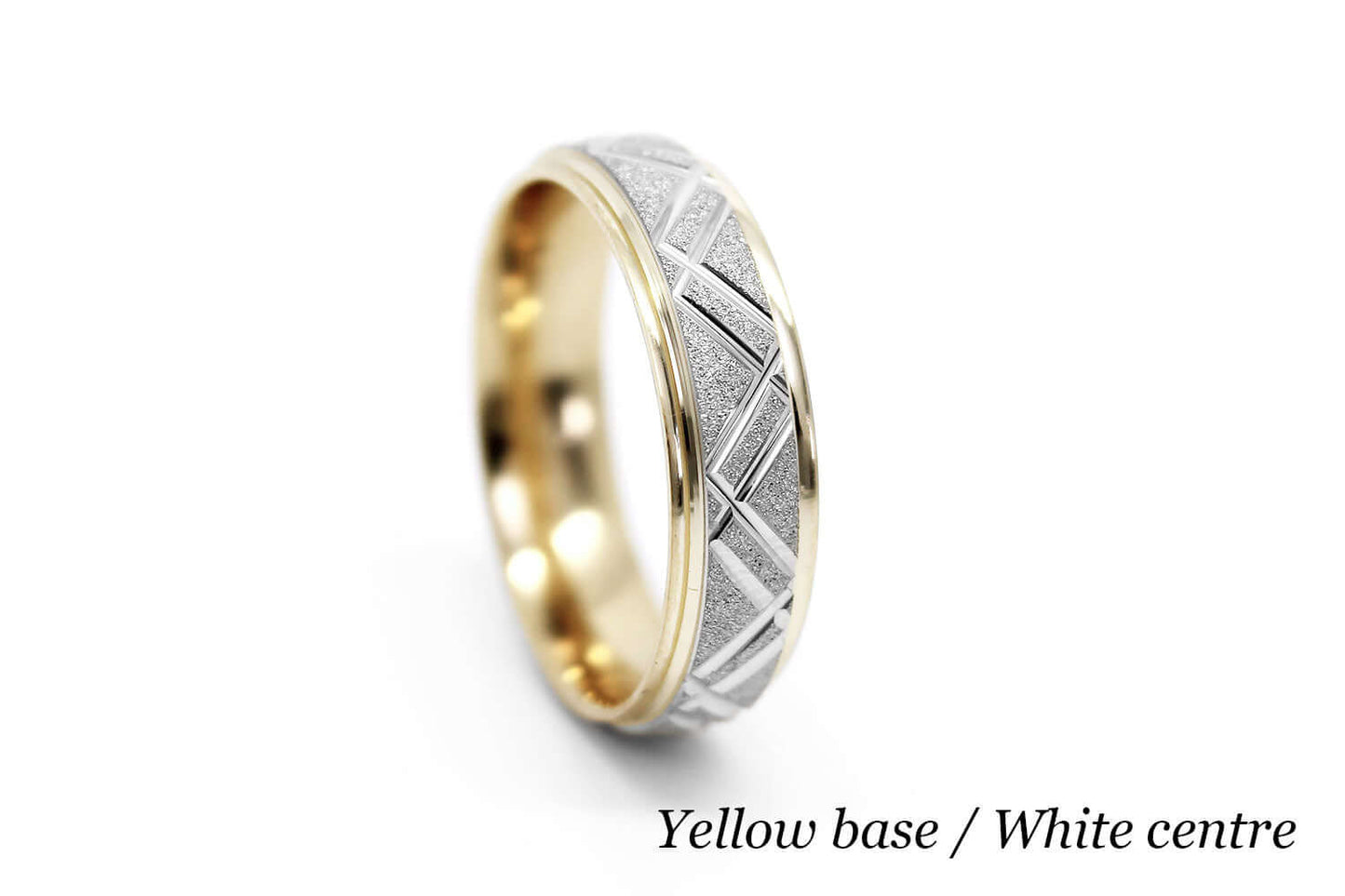 6mm Gold Geometric Star Dust Wedding Band for Men and Women | 0011