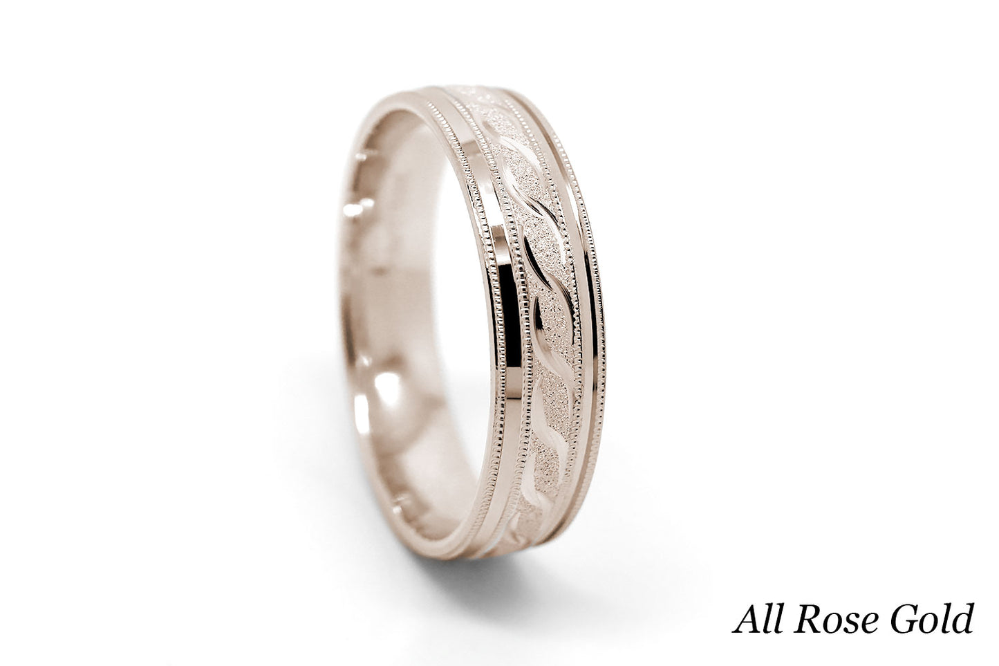 5mm Gold Infinity Design with Milgrain Wedding Band for Men and Women | AT-0012