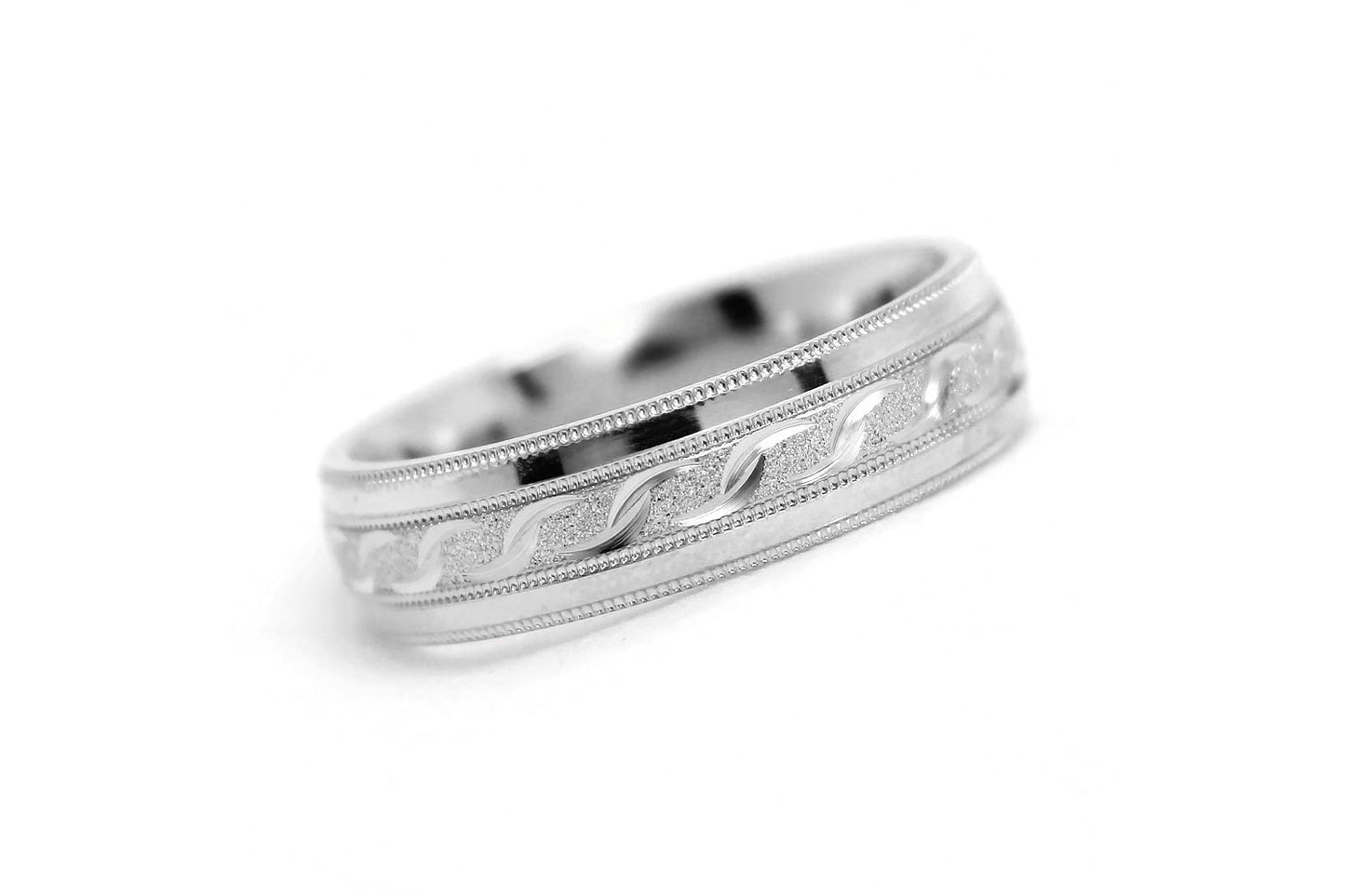 5mm Gold Infinity Design with Milgrain Wedding Band for Men and Women | AT-0012