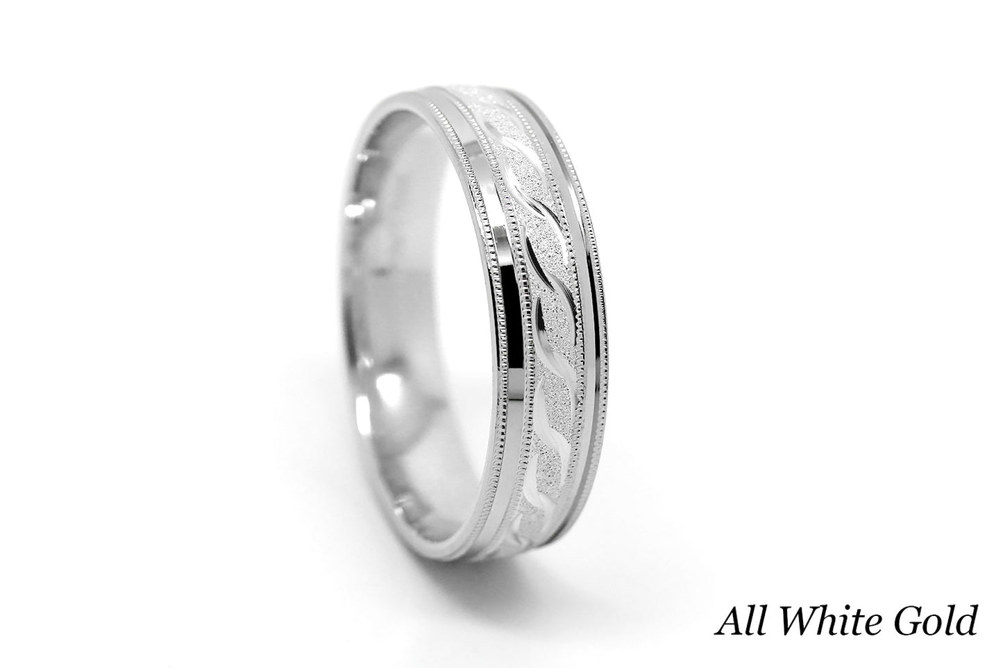 5mm Gold Infinity Design with Milgrain Wedding Band for Men and Women | AT-0012