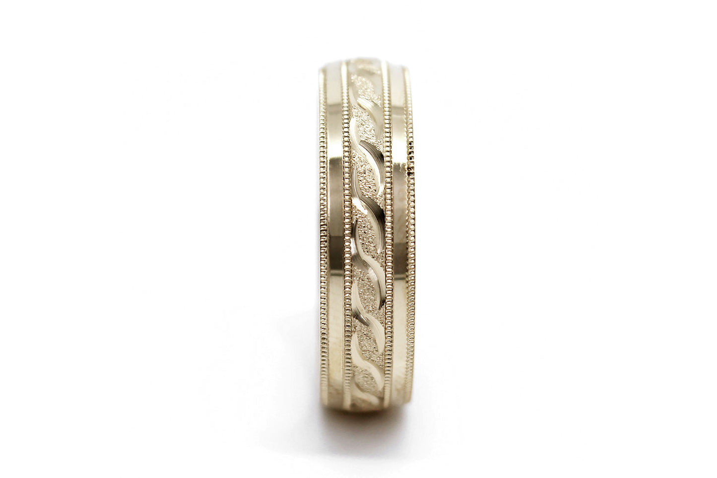 6mm Gold Infinity Design with Milgrain Wedding Band for Men and Women