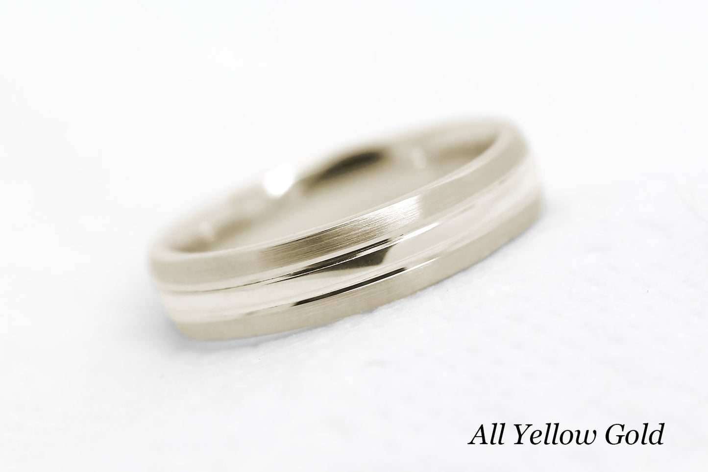 4mm Gold Brushed and Polished Wedding Band for Women and Men | T-0012