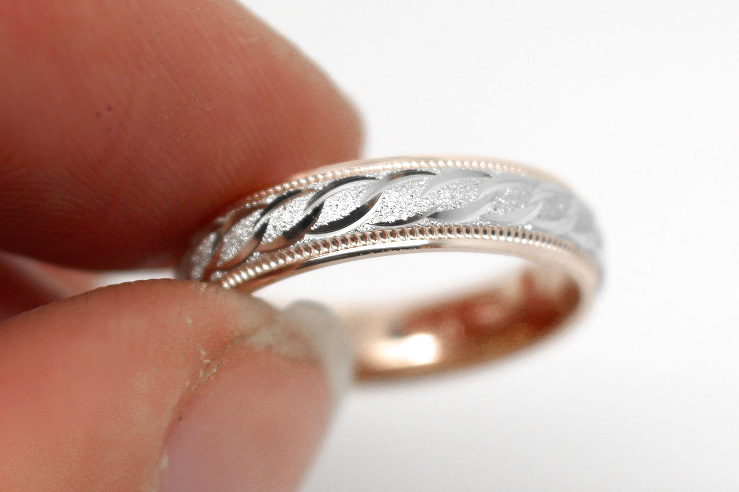 4mm Gold Wedding Band with Milgrain and Infinity Design for Women and Men | AT-0012