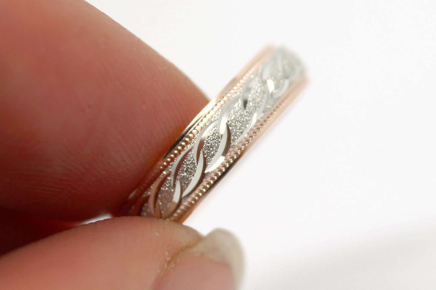 4mm Gold Wedding Band with Milgrain and Infinity Design for Women and Men | AT-0012