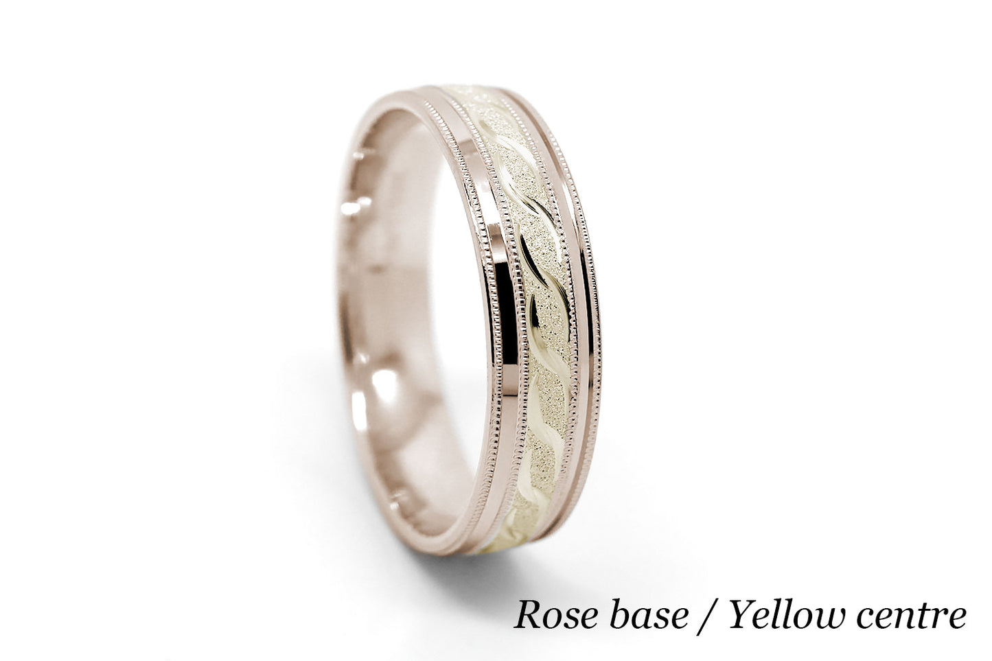 5mm Gold Infinity Design with Milgrain Wedding Band for Men and Women | AT-0012