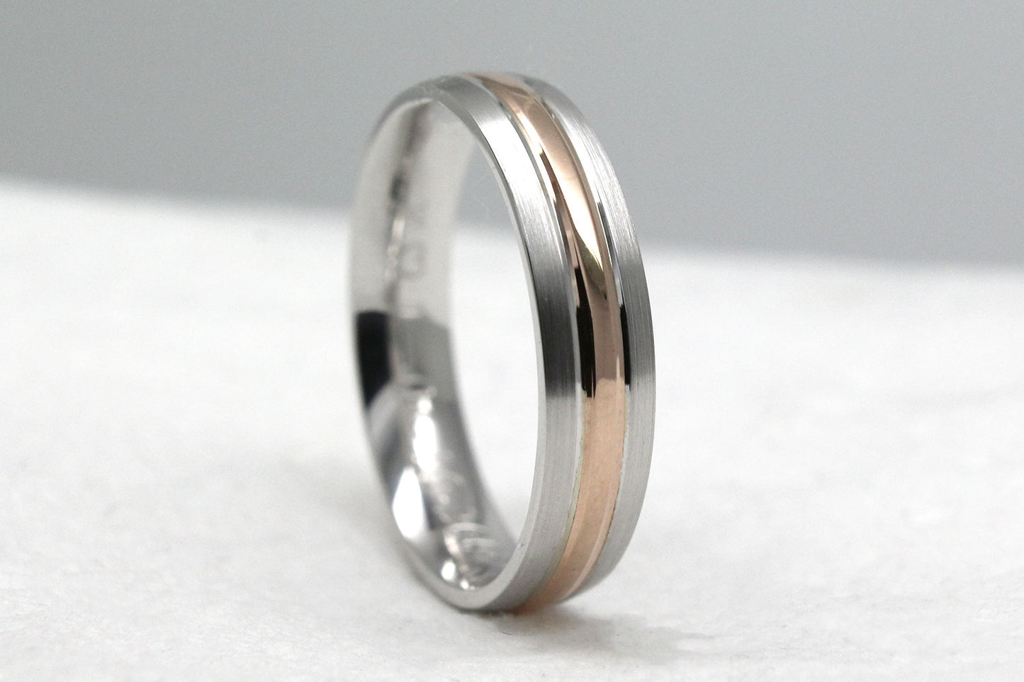 4mm Gold Brushed and Polished Wedding Band for Women and Men | T-0012