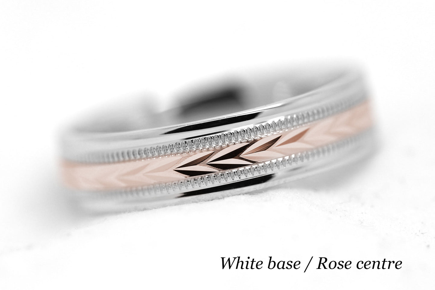 6mm Gold Wedding Band for Men with Wheat Design and wide Milgrain | T-0012