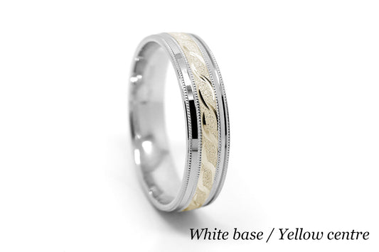 6mm Gold Infinity Design with Milgrain Wedding Band for Men and Women | AT-00012