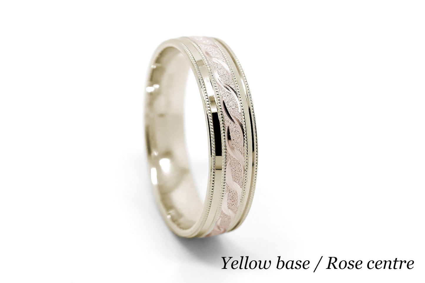 5mm Gold Infinity Design with Milgrain Wedding Band for Men and Women | AT-0012