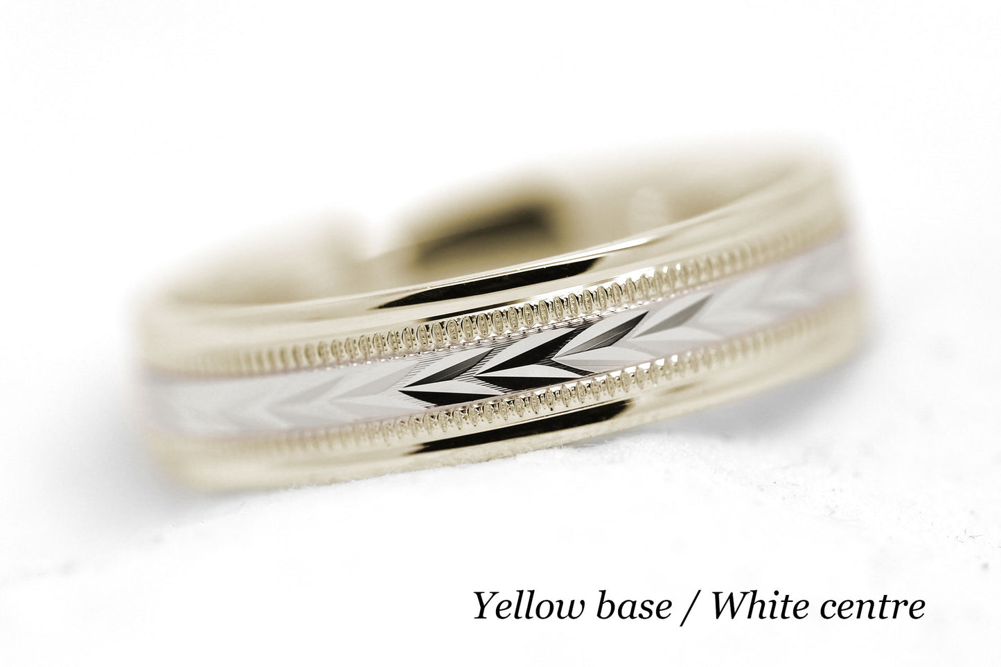 6mm Gold Wedding Band for Men with Wheat Design and wide Milgrain | T-0012