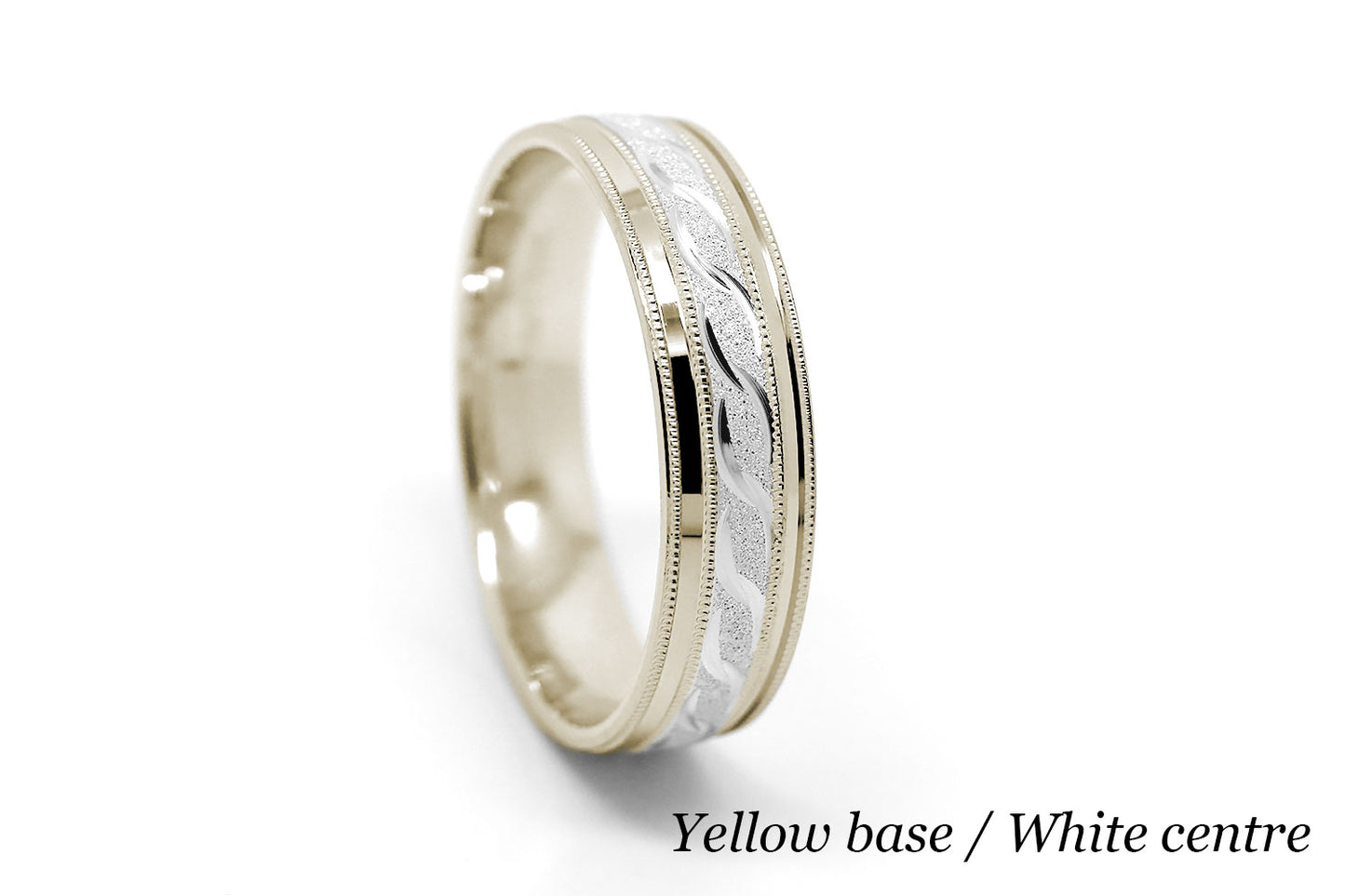 5mm Gold Infinity Design with Milgrain Wedding Band for Men and Women | AT-0012