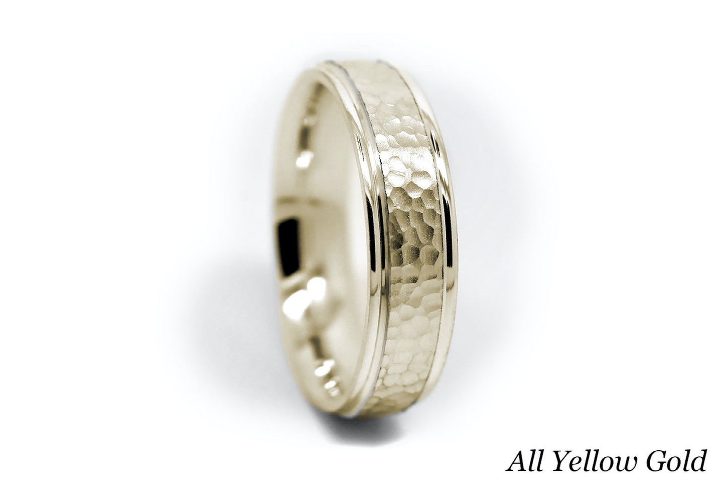 6mm Gold Classic Hammered Wedding Band for Men and Women | 0015