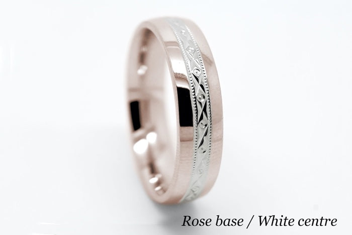 6mm Gold Filigree Design Wedding Band for Men and Women with Polished Sides | T-0016