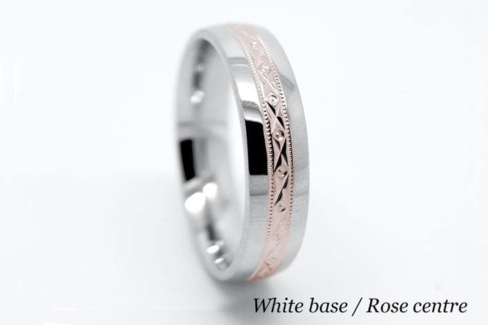6mm Gold Filigree Design Wedding Band for Men and Women with Polished Sides | T-0016