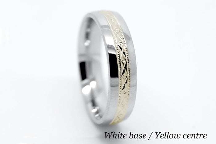 6mm Gold Filigree Design Wedding Band for Men and Women with Polished Sides | T-0016