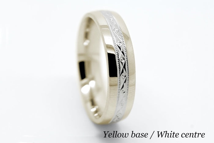 6mm Gold Filigree Design Wedding Band for Men and Women with Polished Sides | T-0016