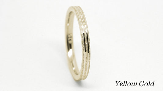 2mm Solid Gold Sparkly Wedding Band for Women with Lines | AT-0019