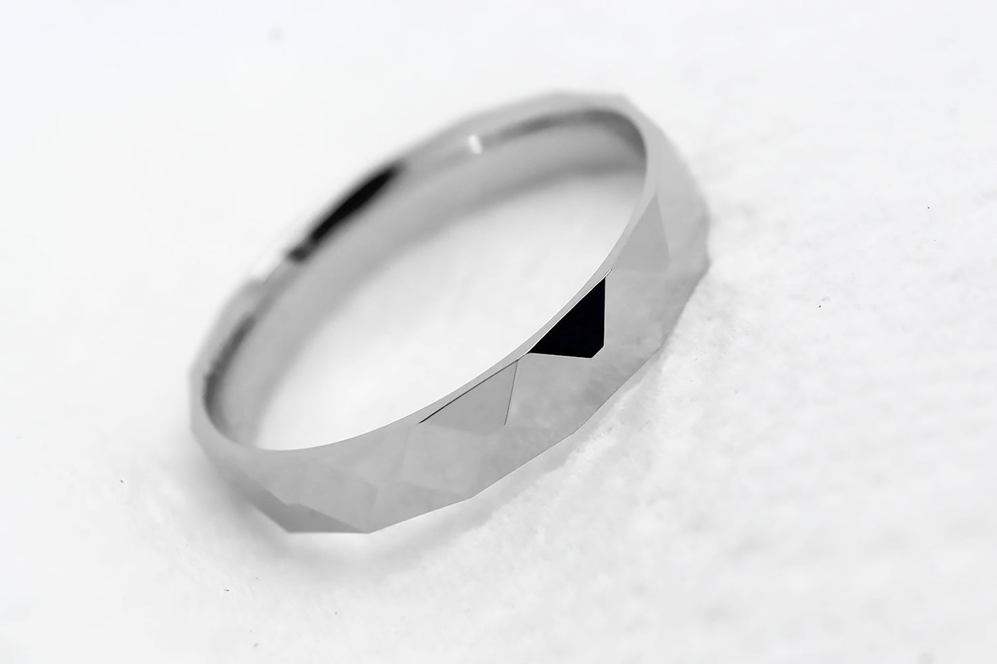 4mm 925 Silver Faceted Mirrored Engineered Wedding Band for Men and Women | T-0020