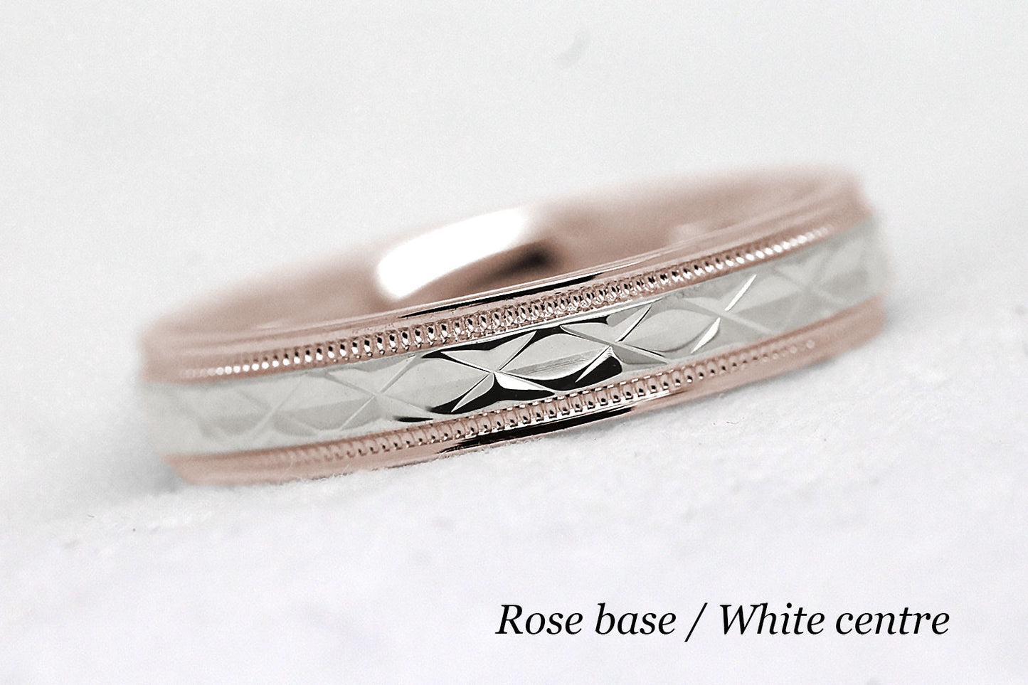 4mm Gold Filigree Rhombus with Milgrain Wedding Band for Women and Men | T-0022