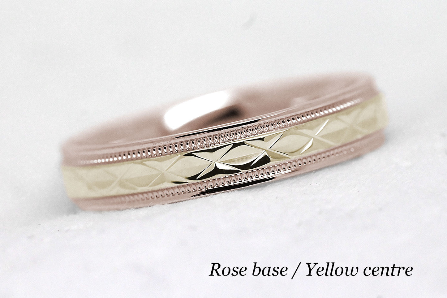 4mm Gold Filigree Rhombus with Milgrain Wedding Band for Women and Men | T-0022