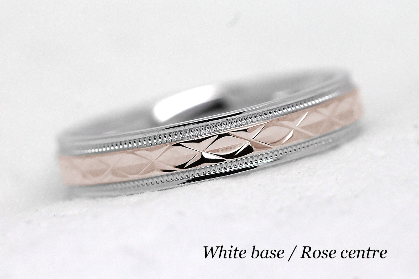 4mm Gold Filigree Rhombus with Milgrain Wedding Band for Women and Men | T-0022
