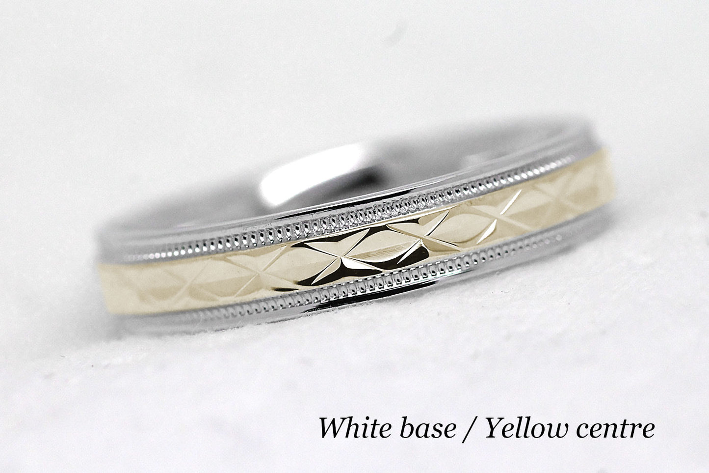 4mm Gold Filigree Rhombus with Milgrain Wedding Band for Women and Men | T-0022