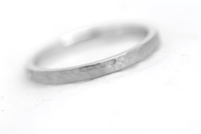 2mm Gold Flat Hammered Wedding Band for Women | AT-0022 | 2mm gold wedding band for women. This stacking 10k gold hammered ring is a stunning piece that's designed to last a lifetime. Perfect as wedding band, anniversary ring, birthday gift, or Valentine'