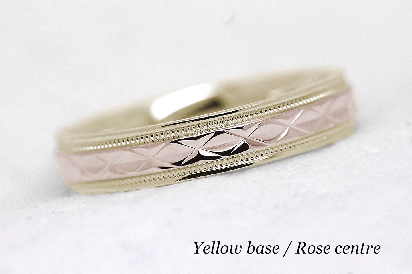 4mm Gold Filigree Rhombus with Milgrain Wedding Band for Women and Men | T-0022