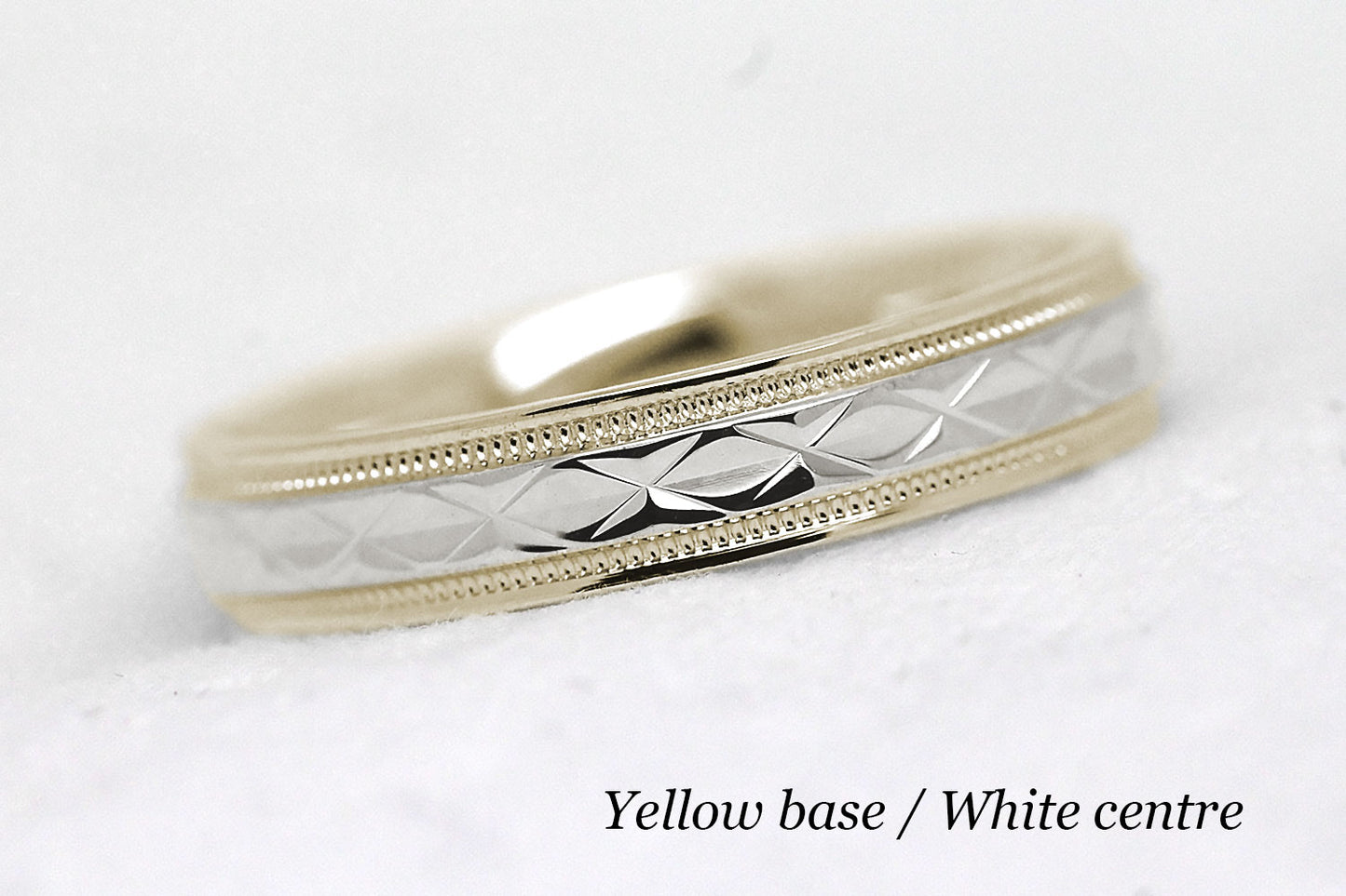 4mm Gold Filigree Rhombus with Milgrain Wedding Band for Women and Men | T-0022