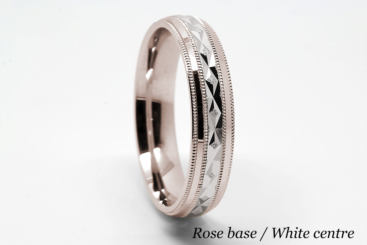 5mm Gold Filigree Rhombuses Design with Milgrain Wedding Band for Men and Women | T-0009