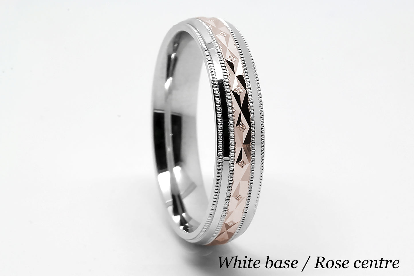 5mm Gold Filigree Rhombuses Design with Milgrain Wedding Band for Men and Women | T-0009