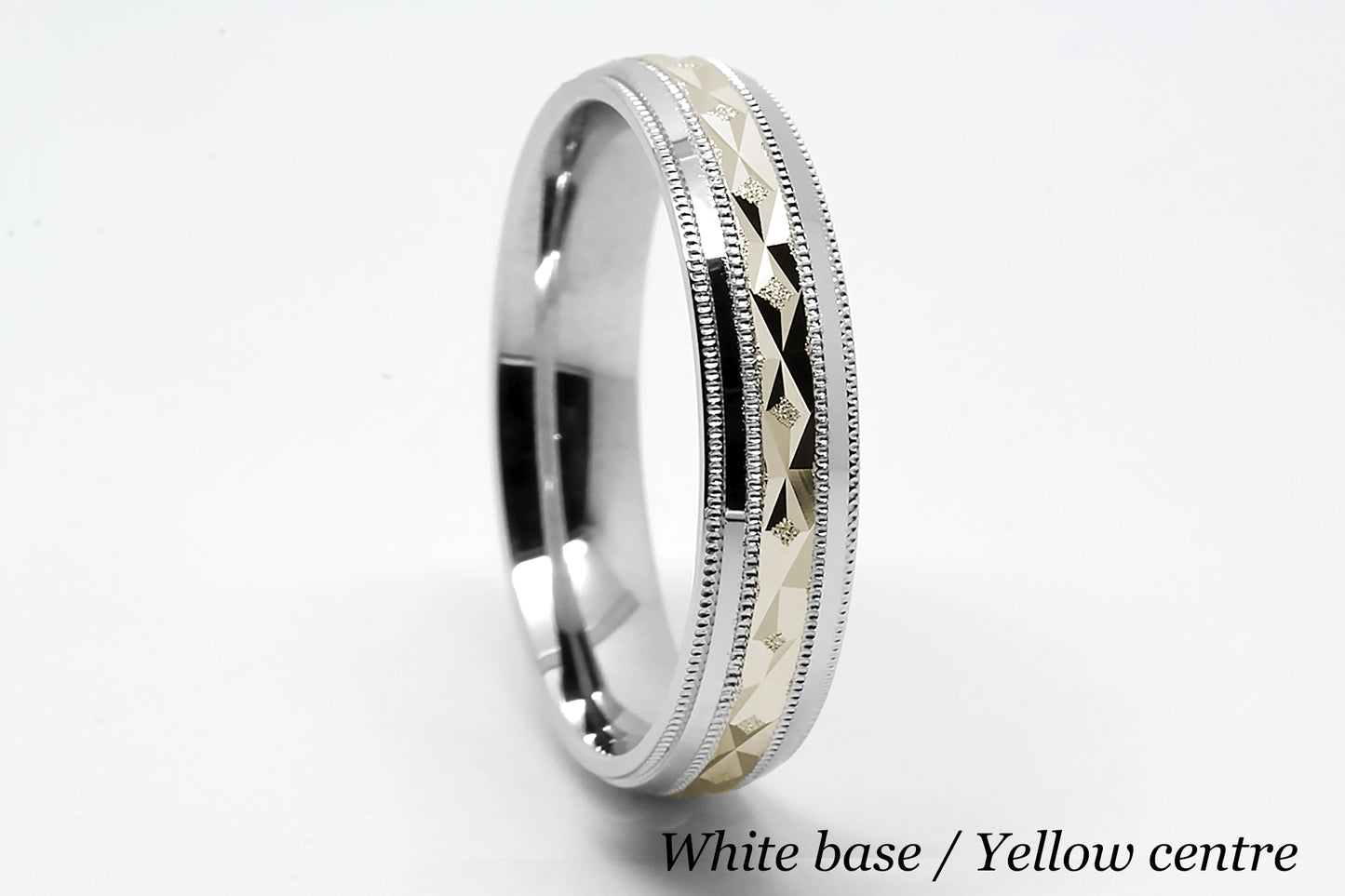 5mm Gold Filigree Rhombuses Design with Milgrain Wedding Band for Men and Women | T-0009