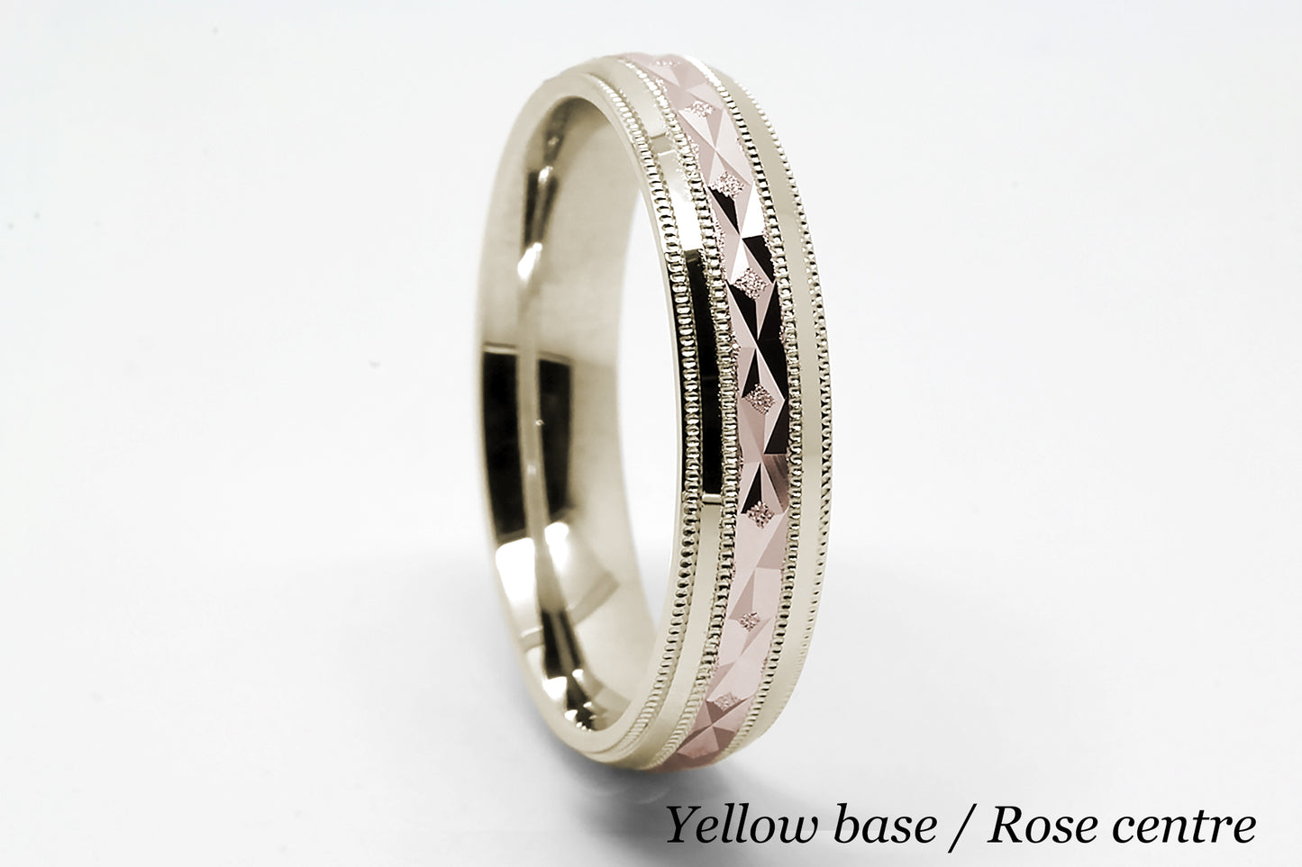5mm Gold Filigree Rhombuses Design with Milgrain Wedding Band for Men and Women | T-0009