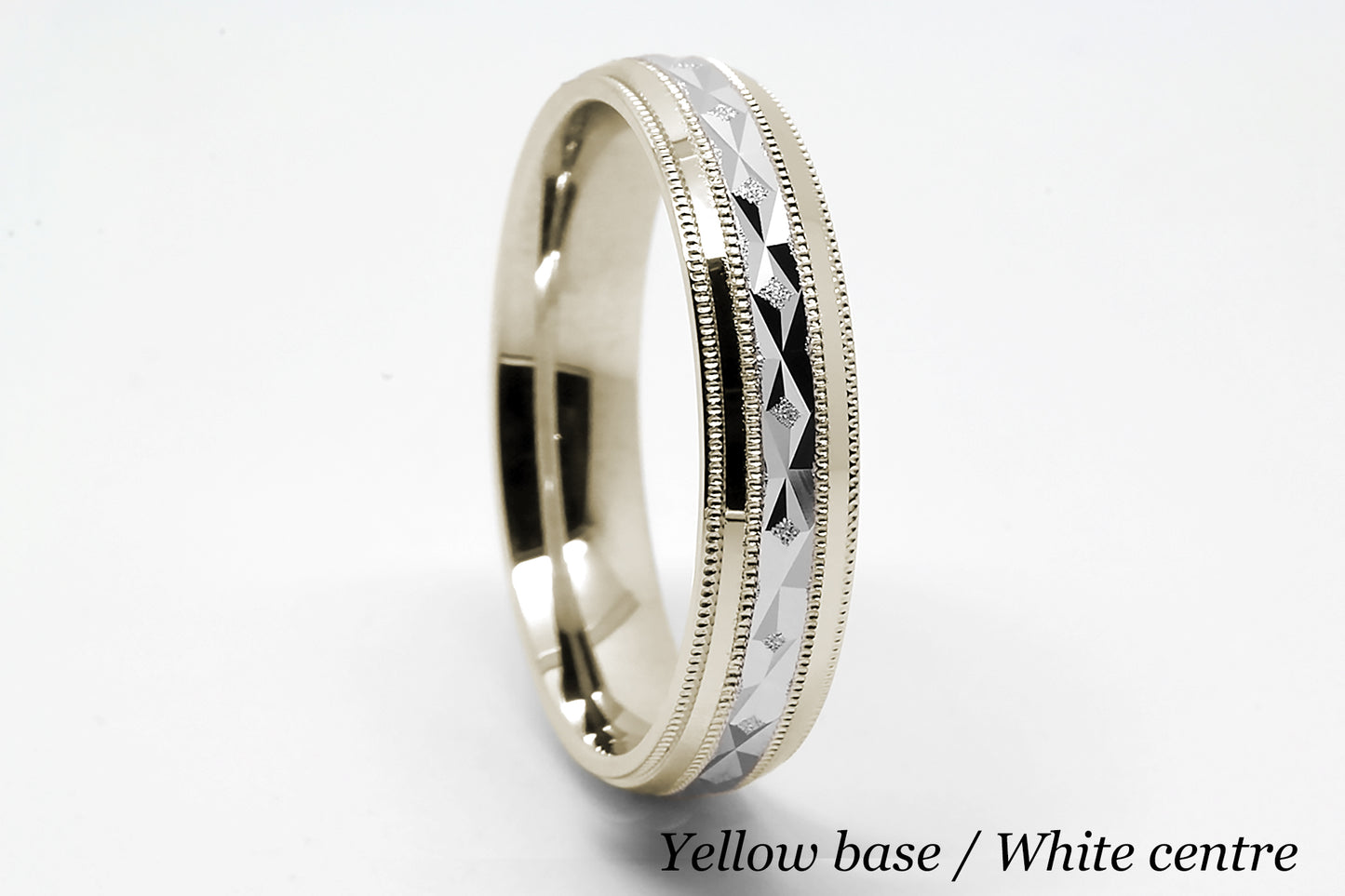 5mm Gold Filigree Rhombuses Design with Milgrain Wedding Band for Men and Women | T-0009