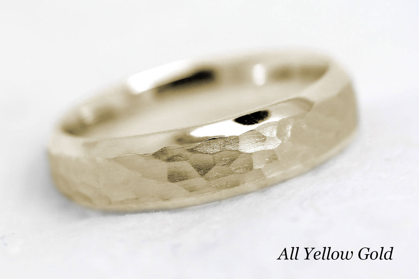 5mm Gold Hammered and Beveled Edge Wedding Band for Men and Women | AT-0025