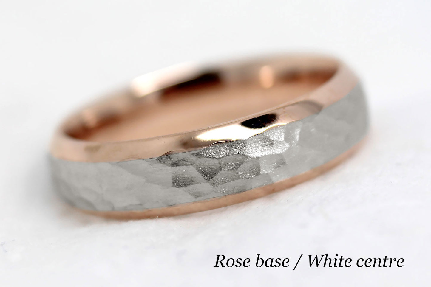5mm Gold Hammered and Beveled Edge Wedding Band for Men and Women | AT-0025