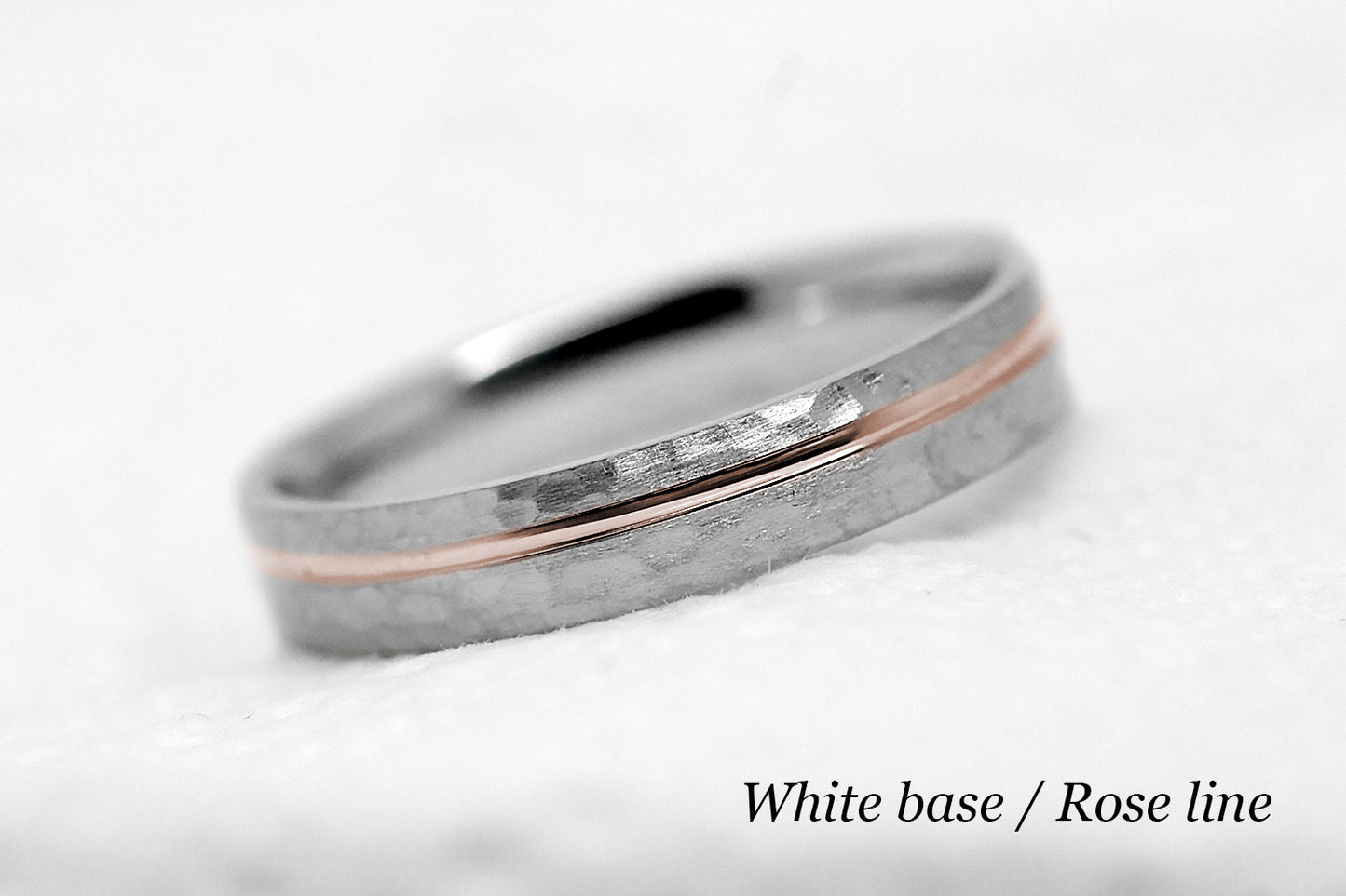 4mm Gold Hammered Wedding Band with off centre line for Women and Men | AT-0025