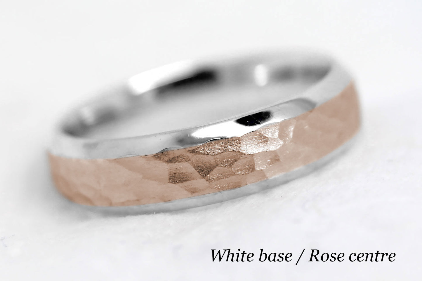 5mm Gold Hammered and Beveled Edge Wedding Band for Men and Women | AT-0025