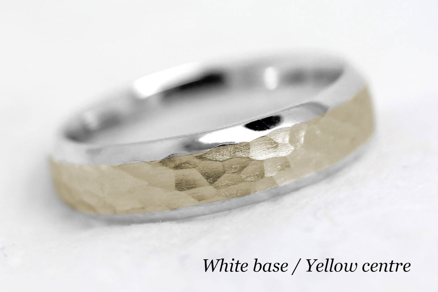 5mm Gold Hammered and Beveled Edge Wedding Band for Men and Women | AT-0025