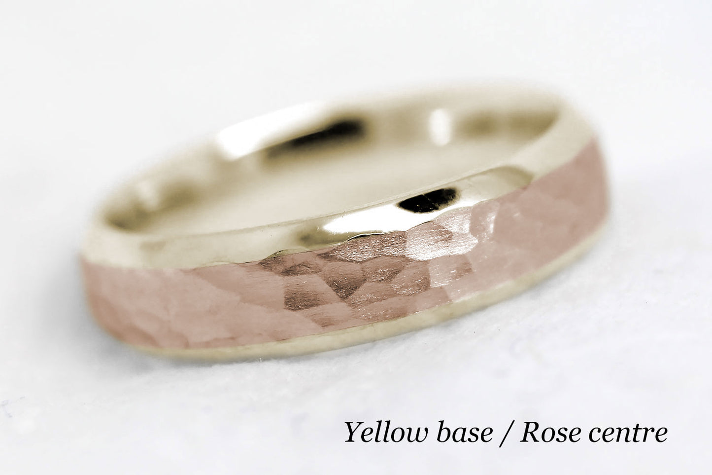 5mm Gold Hammered and Beveled Edge Wedding Band for Men and Women | AT-0025