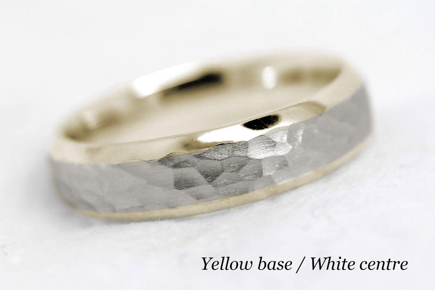 5mm Gold Hammered and Beveled Edge Wedding Band for Men and Women | AT-0025