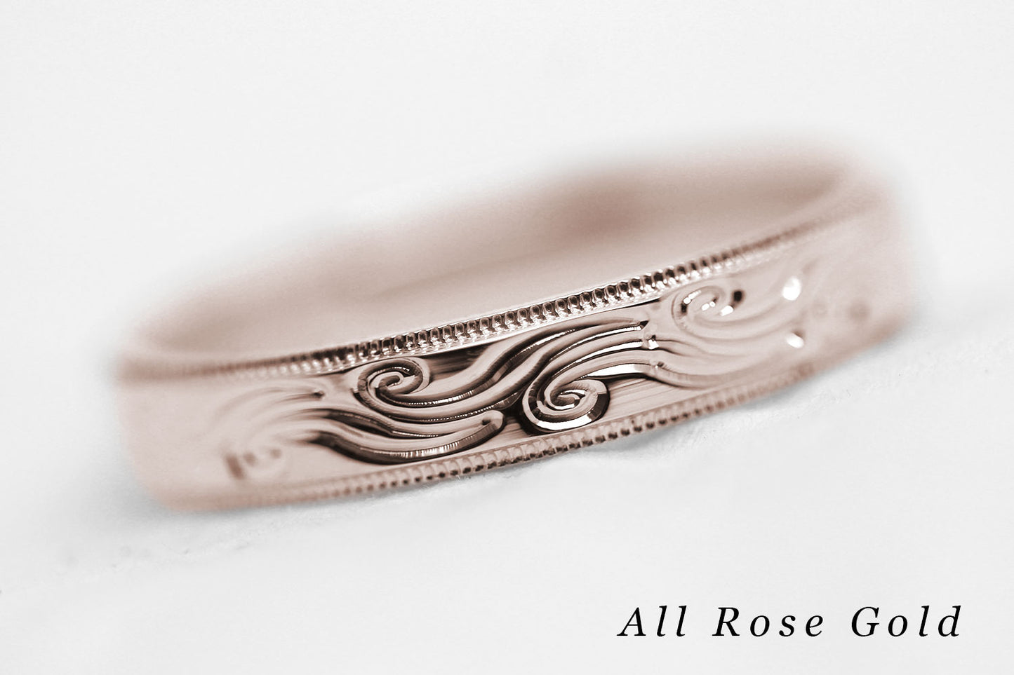 4mm Gold Wedding Band with Swirls Design for Men and Women | AT-6242